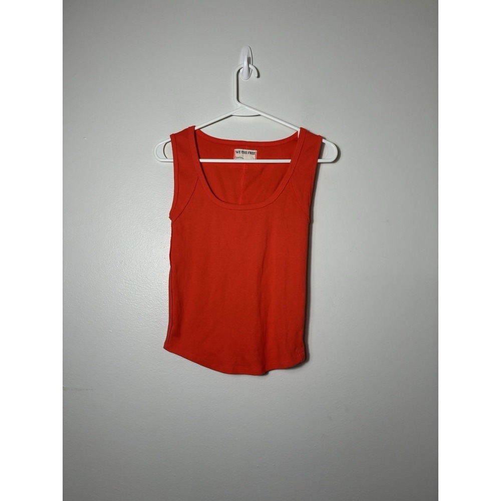 FP We The Free Ribbed Tank Top Sz Small Red Cotton Casual Everyday Wear